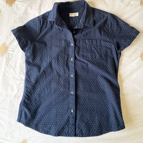 Bridge & Burn Lana Navy Polkadot short sleeve shirt, Size S - Picture 2 of 6